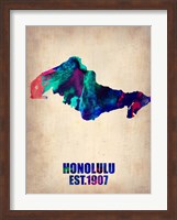 Honolulu Watercolor Map Fine Art Print