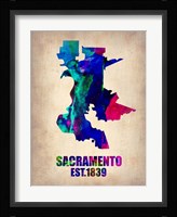 Sacramento Watercolor Map Framed Print