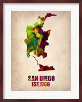 San Diego Watercolor Map Fine Art Print