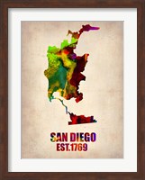 San Diego Watercolor Map Fine Art Print