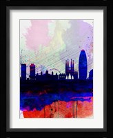 Barcelona Watercolor Skyline 2 Fine Art Print