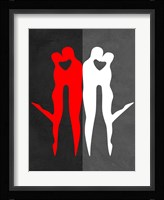 Red Kiss Reflection Framed Print