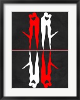 Red and White Kiss Reflection Framed Print