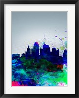 Kansas City Watercolor Skyline Framed Print