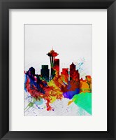 Seattle Watercolor Skyline 2 Fine Art Print