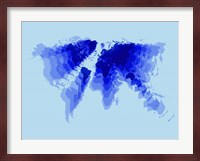 Blue Radiant  World Map Fine Art Print