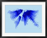 Blue Radiant  World Map Fine Art Print