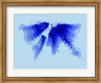 Blue Radiant  World Map Fine Art Print