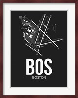 BOS Boston Airport Black Fine Art Print