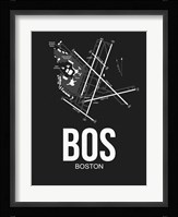 BOS Boston Airport Black Fine Art Print