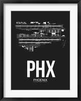 PHX Phoenix Airport Black Fine Art Print