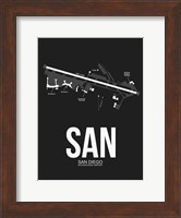 SAN San Diego Airport Black Fine Art Print