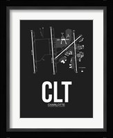 CLT Charlotte Airport Black Fine Art Print