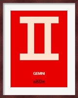 Gemini Zodiac Sign White on Red Fine Art Print