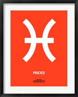 Pisces Zodiac Sign White on Orange Fine Art Print