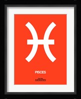 Pisces Zodiac Sign White on Orange Fine Art Print