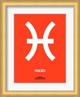 Pisces Zodiac Sign White on Orange Fine Art Print