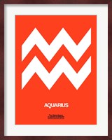 Aquarius Zodiac Sign White on Orange Fine Art Print