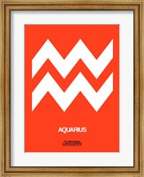 Aquarius Zodiac Sign White on Orange Fine Art Print