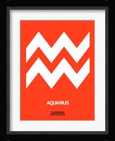 Aquarius Zodiac Sign White on Orange Fine Art Print