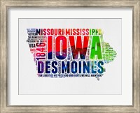 Iowa Watercolor Word Cloud Fine Art Print