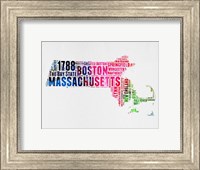 Massachusetts Watercolor Word Cloud Fine Art Print