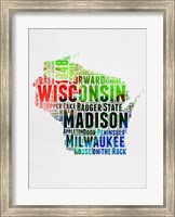 Wisconsin Watercolor Word Cloud Fine Art Print
