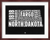 North Dakota Black and White Map Fine Art Print