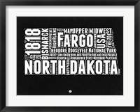 North Dakota Black and White Map Fine Art Print