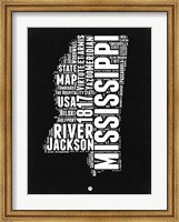 Mississippi Black and White Map Fine Art Print