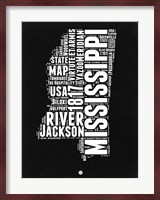 Mississippi Black and White Map Fine Art Print