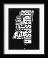 Mississippi Black and White Map Fine Art Print