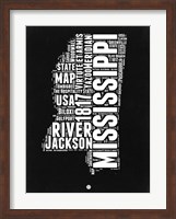 Mississippi Black and White Map Fine Art Print