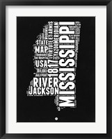Mississippi Black and White Map Fine Art Print