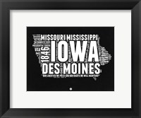Iowa Black and White Map Fine Art Print