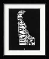 Delaware Black and White Map Fine Art Print