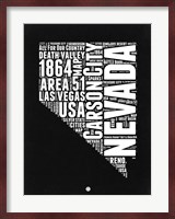 Nevada Black and White Map Fine Art Print