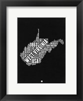 West Virginia Black and White Map Fine Art Print