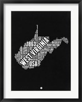 West Virginia Black and White Map Fine Art Print