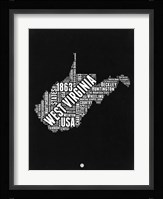 West Virginia Black and White Map Fine Art Print