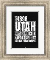 Utah Black and White Map Fine Art Print
