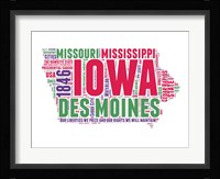 Iowa Word Cloud Map Framed Print