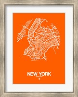 New York Street Map Orange Fine Art Print