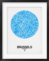 Brussels Street Map Blue Fine Art Print