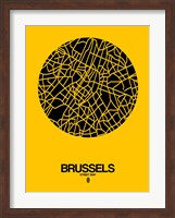 Brussels Street Map Yellow Fine Art Print