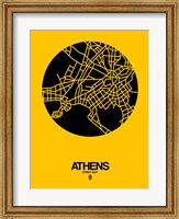 Athens Street Map Yellow Fine Art Print