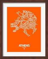 Athens Street Map Orange Fine Art Print