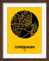 Copenhagen Street Map Yellow Fine Art Print