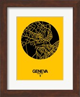 Geneva Street Map Yellow Fine Art Print