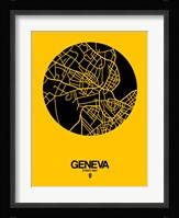 Geneva Street Map Yellow Framed Print